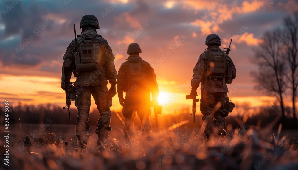 Silhouettes of Soldiers Assisting Aid in the Shadow of War, A Powerful Image of Military Support and Humanity Silhouettes of Soldiers Assisting Aid in the Shadow of War, A Powerful Image of Military Support and Humanity