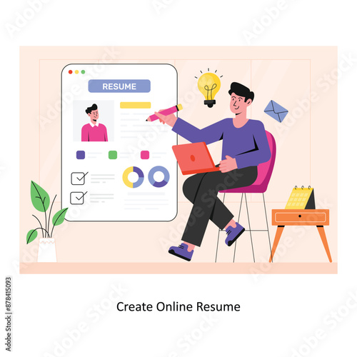 Wallpaper Mural Create Online Resume concept flat style stock illustration with background. EPS 10 File Torontodigital.ca