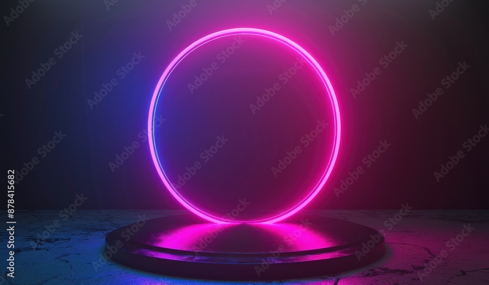 Neon Circle Light on a Platform Neon Circle Light on a Platform