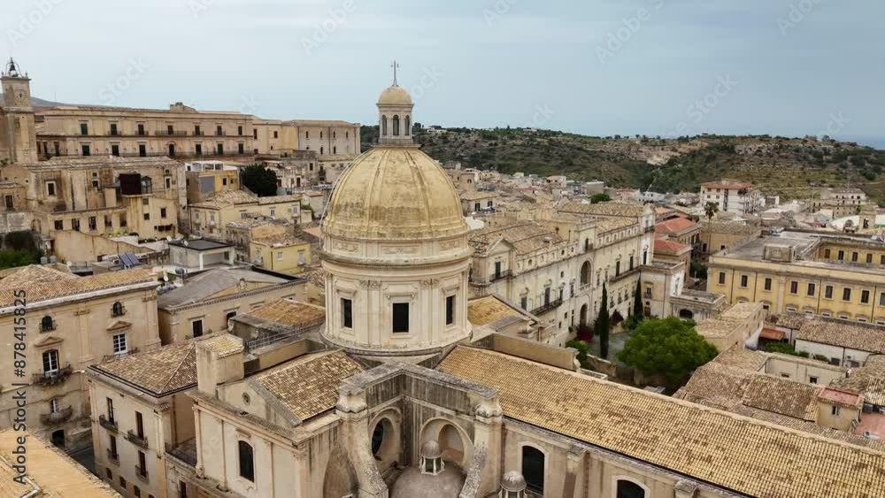 Drone view of Noto Cathedral (Cattedrale di San Nicolo), Sicily, Italy Drone view of Noto Cathedral (Cattedrale di San Nicolo), Sicily, Italy