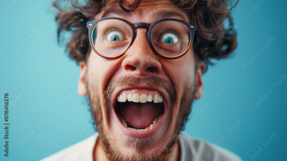 Portrait of a mad guy with his mouth open Portrait of a mad guy with his mouth open