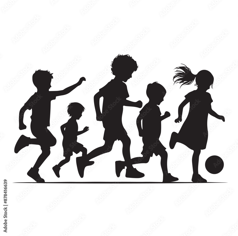 Little kids running silhouettes vector illustration Little kids running silhouettes vector illustration