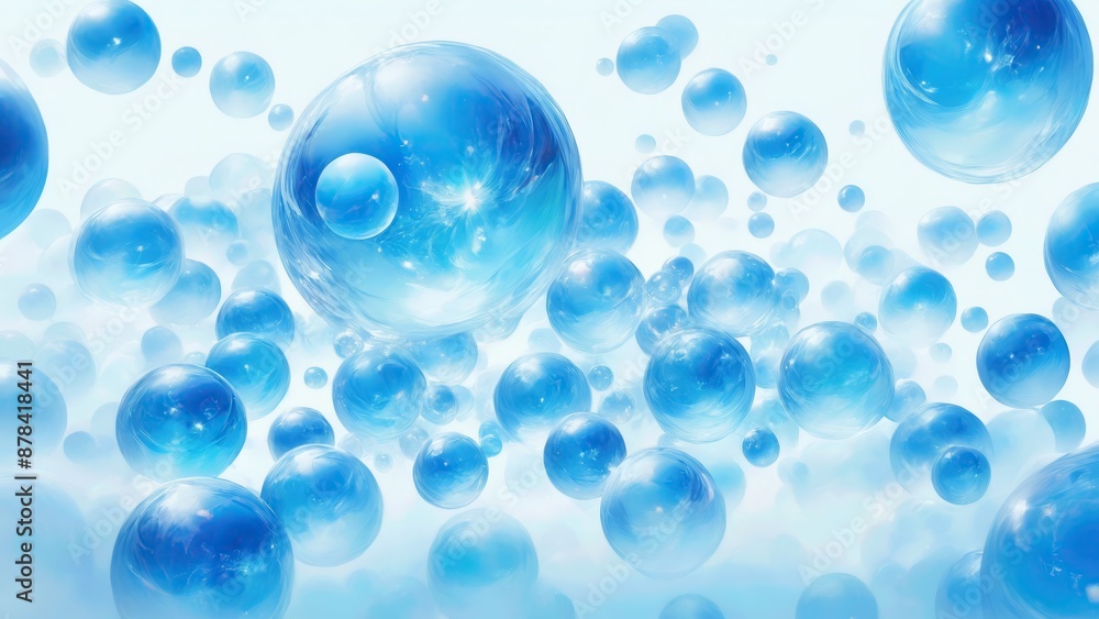 Floating color bubbles on a white background with colorful hues Floating color bubbles on a white background with colorful hues