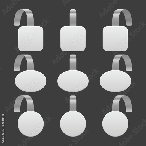 Set of realistic Sale Point Tag. White Clear Round Supermarket Shelf Wobbler Label, Advertising wobbler labels mockup. Realistic wobblers for sale with discount sale and special offer.