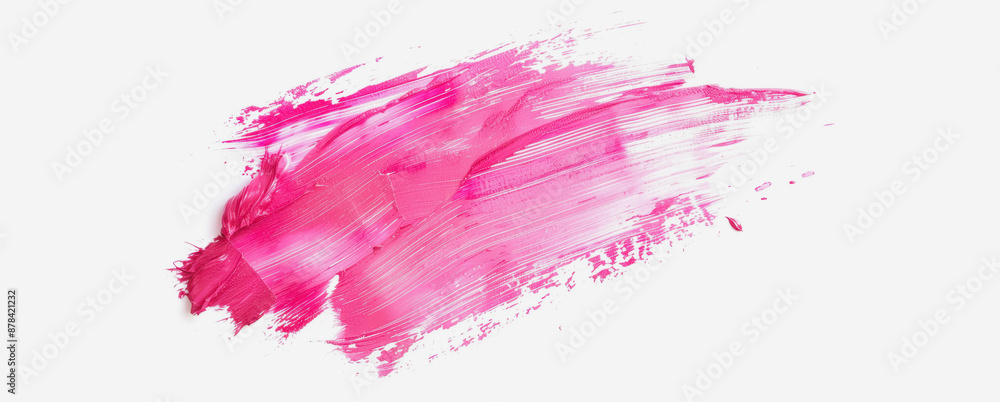 A single stroke of pink paint on a white background A single stroke of pink paint on a white background