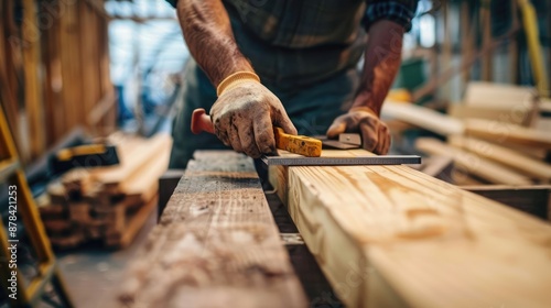 A close-up of a carpenter assembling furniture © dinny