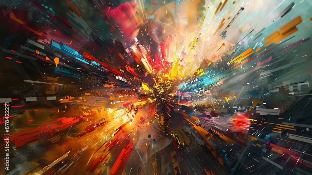 Abstract painting with bold and dynamic colors. Abstract painting with bold and dynamic colors.