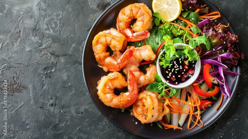 Shrimp Tempura with Fresh Vegetable Salad Shrimp Tempura with Fresh Vegetable Salad