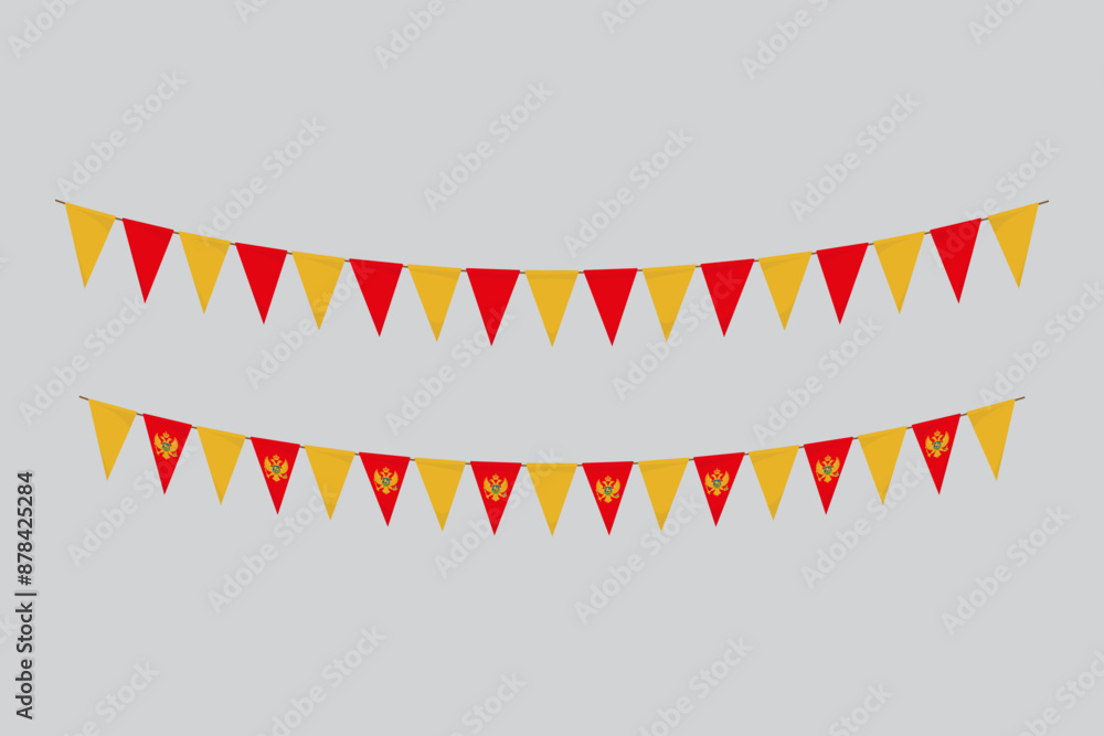 Obraz premium Flags isolated. Montenegro paper bunting. flags birthday, anniversary, celebrate event.