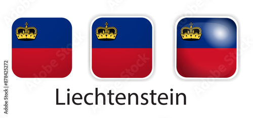 Liechtenstein flag vector icons set in the shape of rounded square