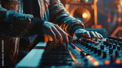 A close-up of a musician composing music