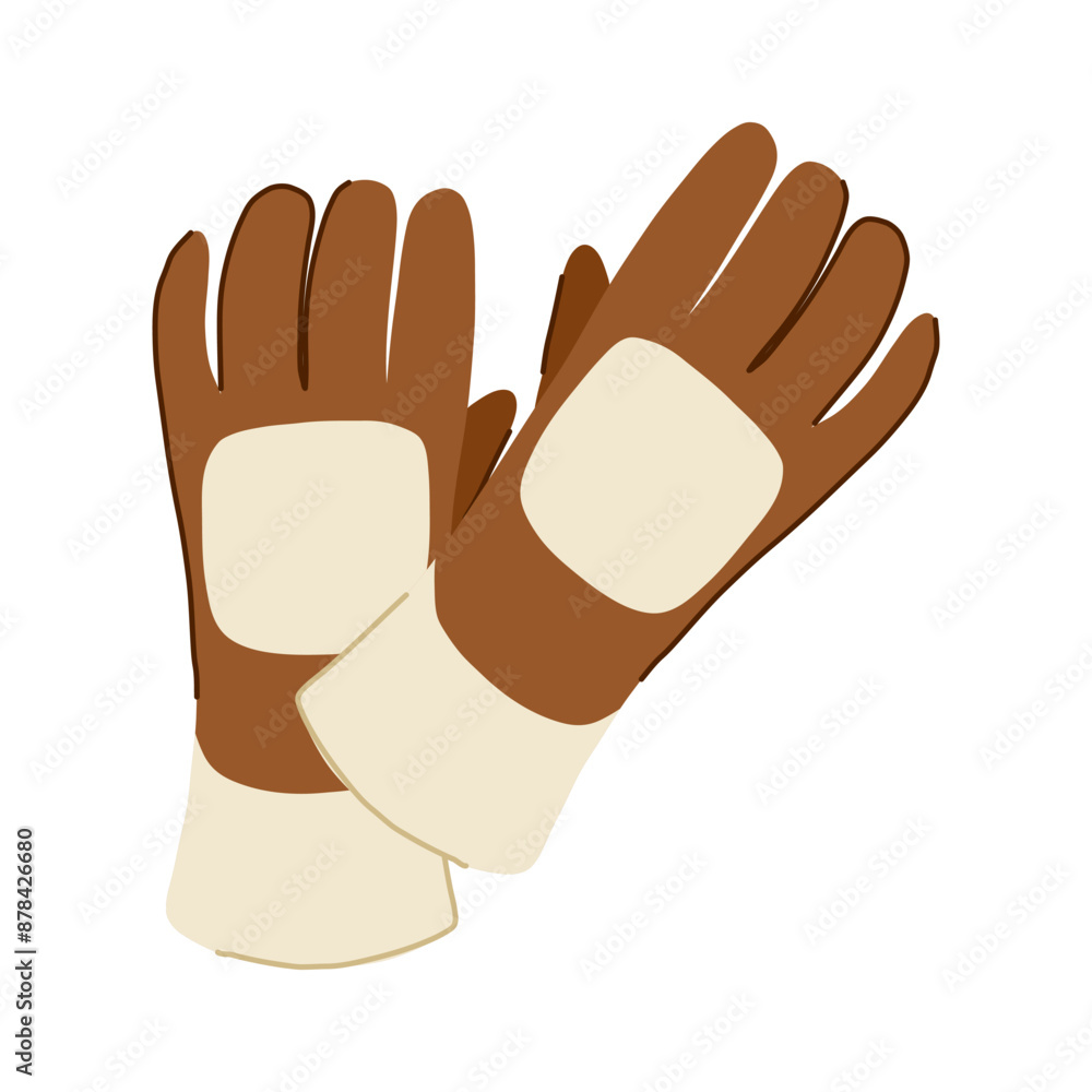 Obraz premium iron gloves welding cartoon. safety factory, gas production, weld spark sign. isolated symbol vector illustration
