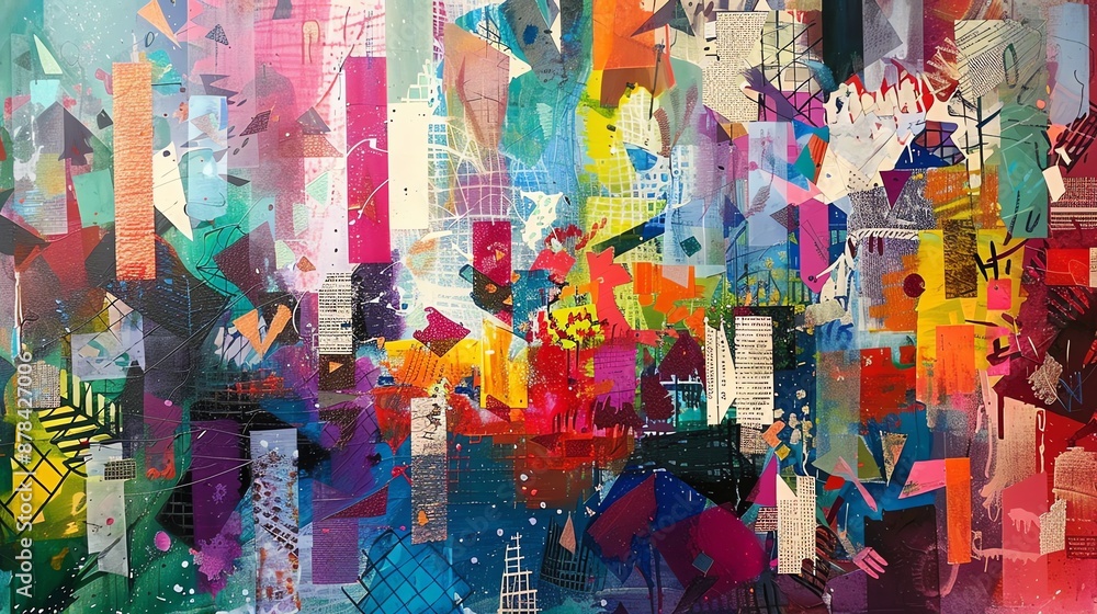 Obraz premium Abstract painting with bold and dynamic colors.