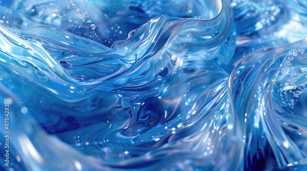 Fluid Motion: Blue Liquid Swirl in Digital Rendering Fluid Motion: Blue Liquid Swirl in Digital Rendering