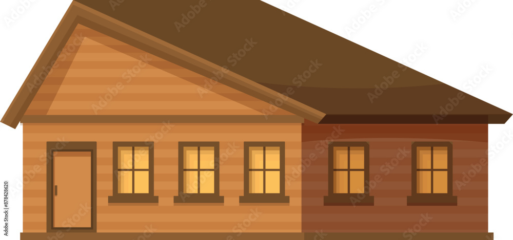 Cozy wooden suburban house with glowing windows, suggesting a warm and inviting atmosphere at twilight Cozy wooden suburban house with glowing windows, suggesting a warm and inviting atmosphere at twilight