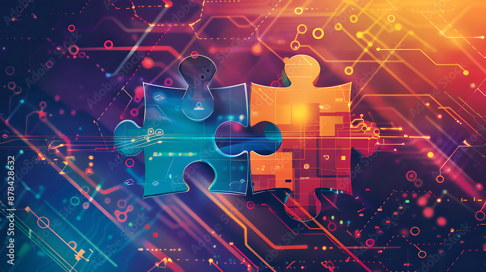 Obraz premium digital puzzle technology concept