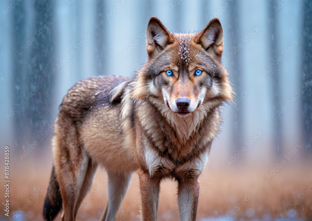 Wolf with Blue Eyes in the Snow. Wolf with Blue Eyes in the Snow.