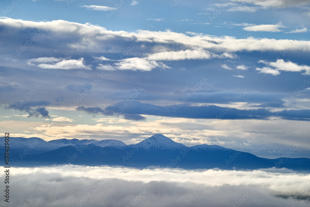 Panoramic view of Croagh Patrick low clouds Panoramic view of Croagh Patrick low clouds