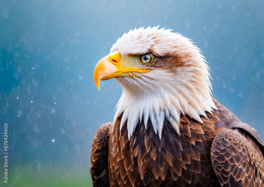 Fototapeta premium Bald Eagle Portrait in Rain.