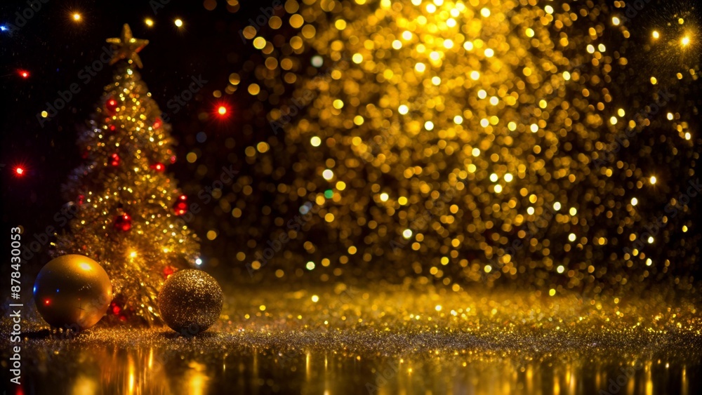Naklejka premium Abstract of christmas and bokeh light with glitter background