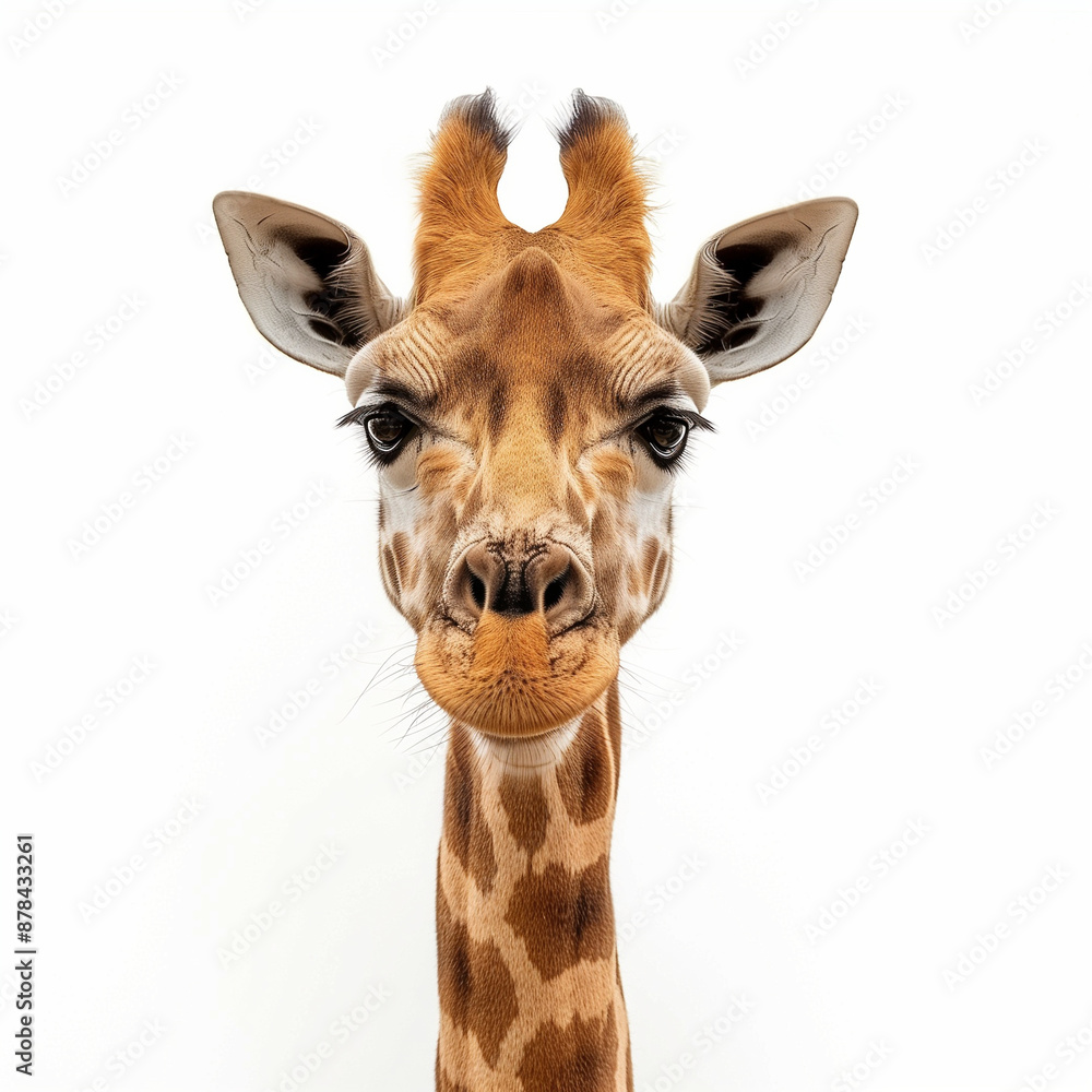 Fototapeta premium portrait of a giraffe on a white background