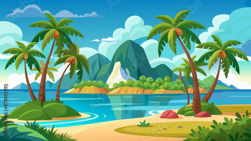 tropical island with palm trees © Kanay