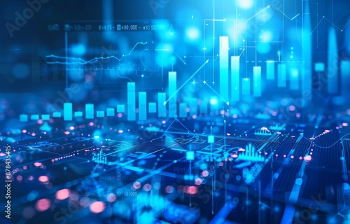 Digital illustration of stock market graphs.