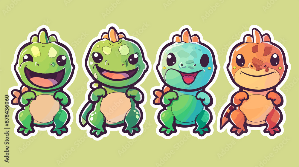 4 sets of iguana kawaii chibi Emoji character sticker emoticon smile emotion mascot illustration
4 sets of iguana kawaii chibi Emoji character sticker emoticon smile emotion mascot illustration
