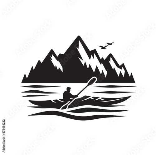 Kayak logo silhouettes vector illustration 