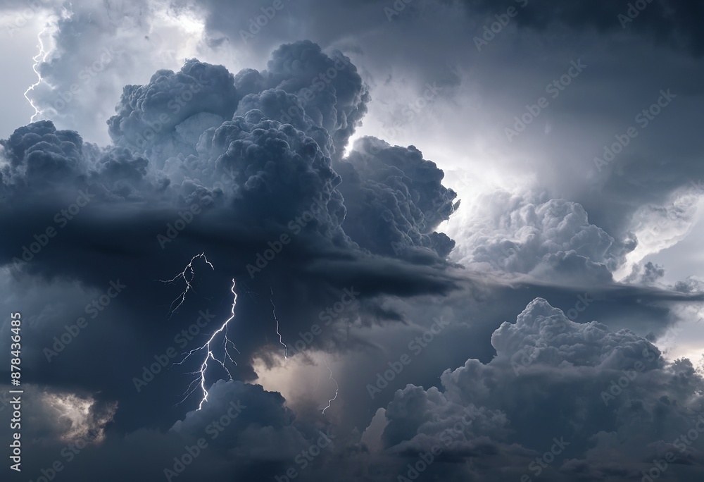 Obraz premium Dark Storm Clouds with Lightning and Smoke