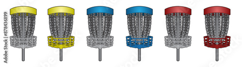 Disc Golf Basket, Isolated Frisbee Target, Graphic Resource