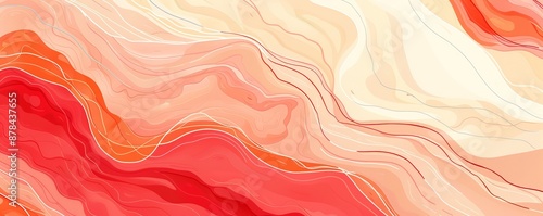 Abstract waves in red, peach, and pink hues creating a vibrant flow pattern