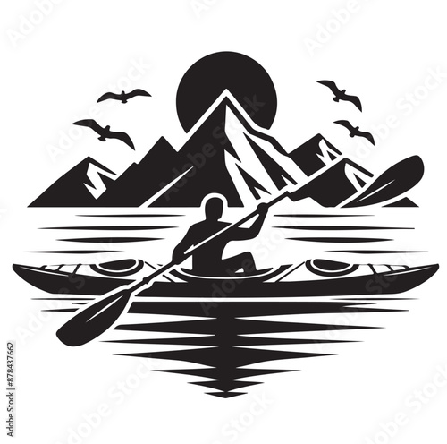Kayak logo silhouettes vector illustration 