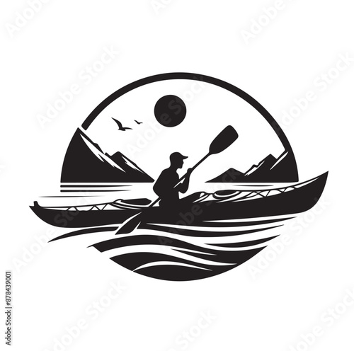 Kayak logo silhouettes vector illustration 