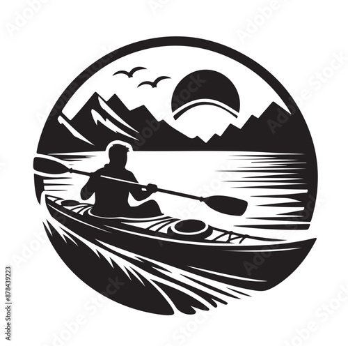 Kayak logo silhouettes vector illustration 