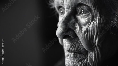 Close-up Portrait of a Thoughtful Elderly Woman