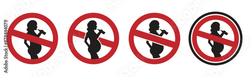 Prohibited sign collection with alcohol drinking pregnant woman