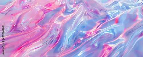 Abstract pink and blue iridescent liquid background
