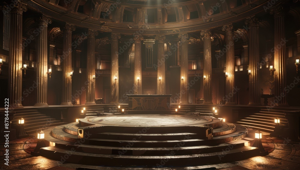 Obraz premium Ancient Temple Interior with Circular Platform