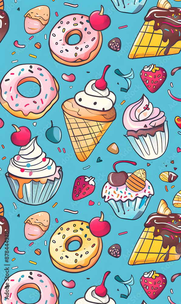 2D illustrator doodle tile patterns with cute graphic designs 2D illustrator doodle tile patterns with cute graphic designs