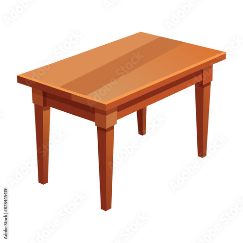 Illustration of Wooden Dining Table Isolated