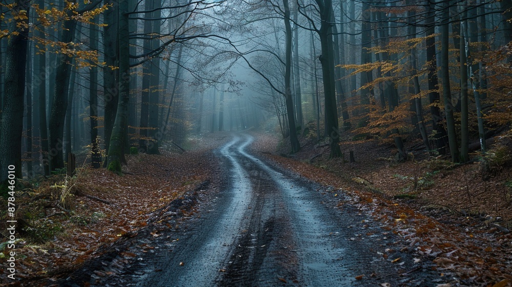 Naklejka premium Misty Forest Path