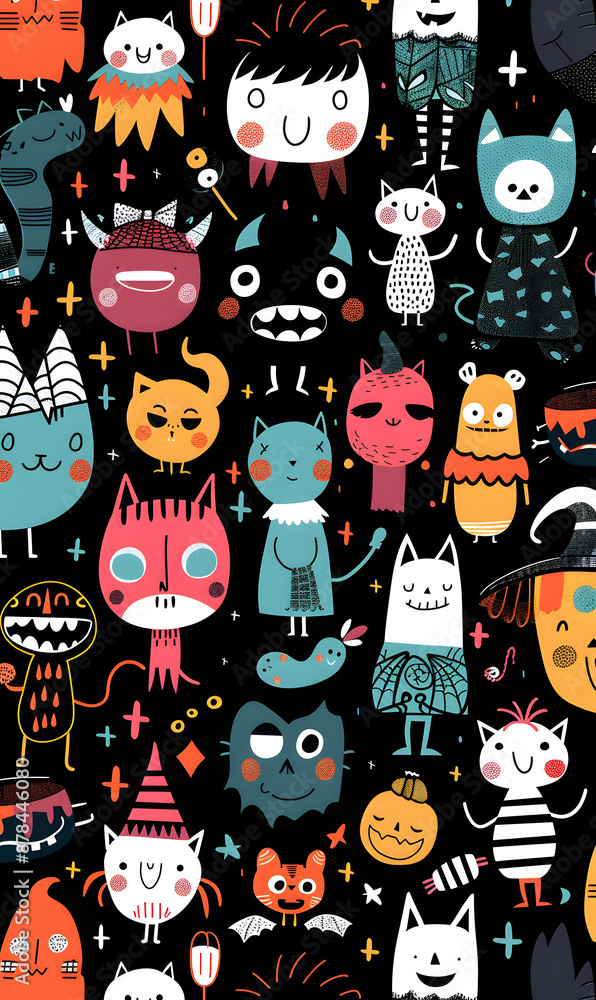2D illustrator doodle tile patterns with cute graphic designs 2D illustrator doodle tile patterns with cute graphic designs