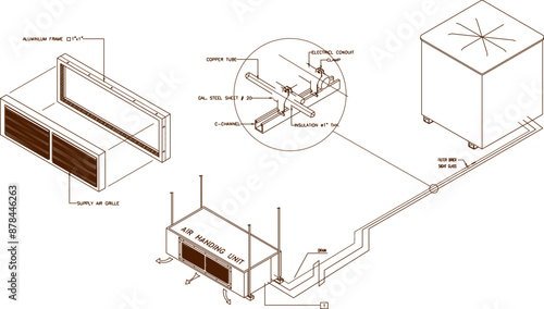Air Handler design detail drawing vector silhouette illustration sketch