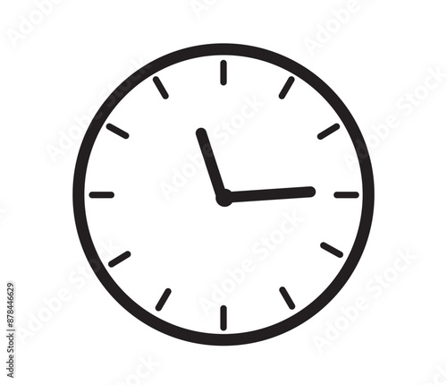 Time and Clock icon. Analog clock on white background. Vector illustration