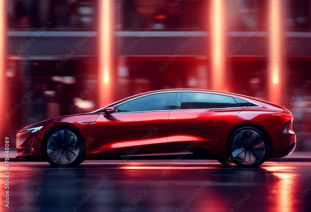 glossy red evening side electric street view automobile charging city illustration luxury surface car vehicle charge parked power energy glow glossy red evening side electric street view automobile charging city illustration luxury surface car vehicle charge parked power energy glow