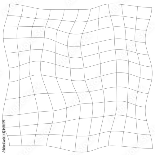Grid, mesh, lattice with distort, deform effect. Distortion, deformation array of lines - Stock vector illustration, Clip art graphics
