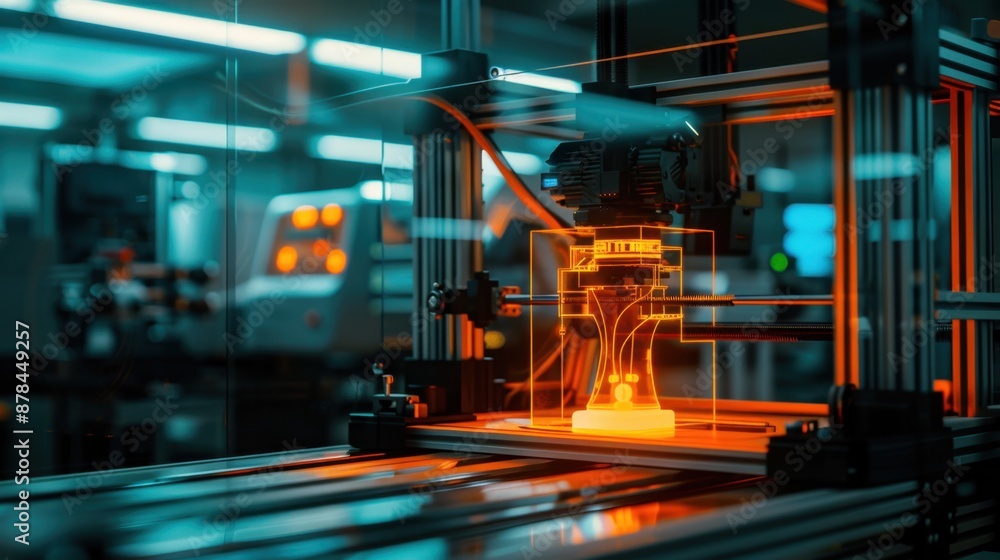 an early model printer next to a modern 3D printer in a high-resolution photographic style an early model printer next to a modern 3D printer in a high-resolution photographic style