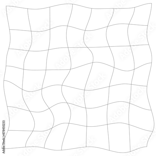 Grid, mesh, lattice with distort, deform effect. Distortion, deformation array of lines - Stock vector illustration, Clip art graphics