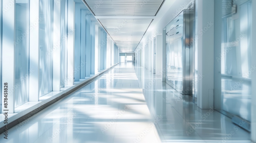Fototapeta premium Modern office blur: corridor in business environment